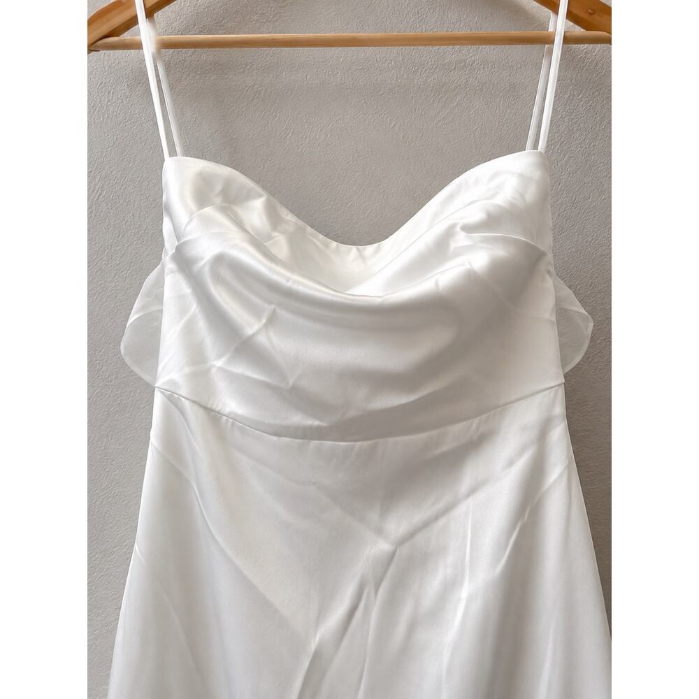 Selfie Leslie Bride Always And Forever Bow Back Midi Dress White NWT M Wedding - Picture 5 of 8